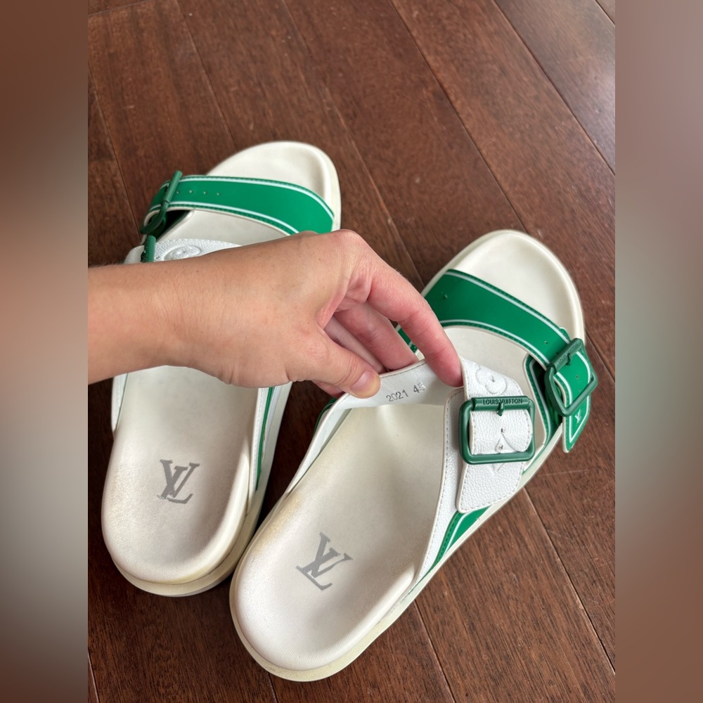 Louis Vuitton Trainer Mules Men’s Sandals EUR 45 Sport Slides US 10.5 Green Whit - Picture 14 of 15